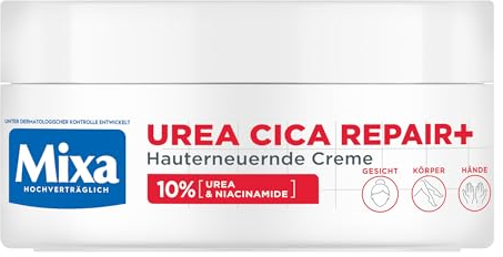 Mixa Soin hydratant hautement concentré pour le visage, le corps et les mains, pour les peaux sèches et gercées, avec urée et niacinamides, Urea Cica Repair+, 150 ml