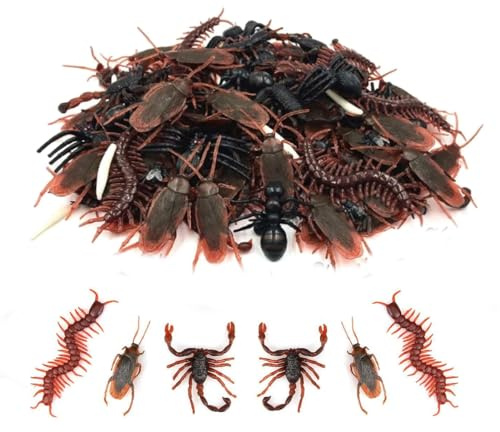 Teegxddy Kakerlaken Spiel,Scherzartikel,30 Pcs Realistische Insekten Aus Kunststoff,Anregende Künstliche Tausendfüßler, Skorpion, Kakerlake, Halloween Teasing Streich Requisiten