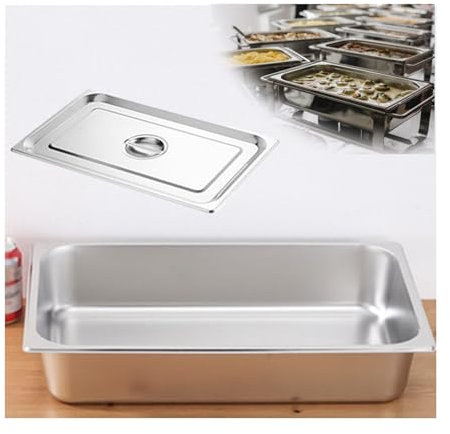 NJDQFA Mahlzeit Zutatenbehälters,Edelstahl Gastro Behälter GN Spülmaschinenfest,Stapelbar Tief Gastronormbehälter,1/1（53 * 32.5）,10cm1.2side