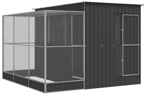 vidaXL Volière avec Extension Argent 290x303x216 cm Acier