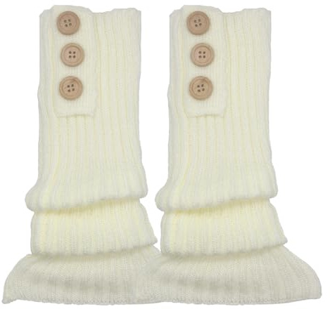 1 par stickade benvärmare för kvinnor, flickor, benvärmare för balettyoga Dansvarma och bekväma benvärmare för alla årstider (vit, ONE SIZE)