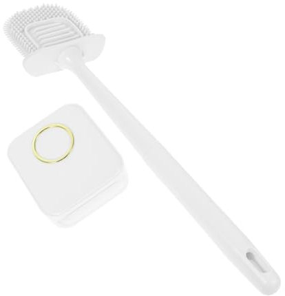HAPINARY Wall Mounted Toilet Brush and Holder Set with Long Handle, Non-scratch Plastic Bathroom Toilet Bowl Brush, Stable Holder for Dorm and Bathrooms in Homes, White Cleaning Accessory