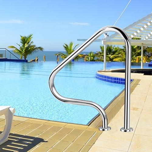 Lanmmraifc Pasamanos de Acero Inoxidable para Piscinas, 80 x 80 cm, para Exteriores, Interiores y enterradas, Antideslizantes, de Seguridad, para spas y Parques acuáticos.