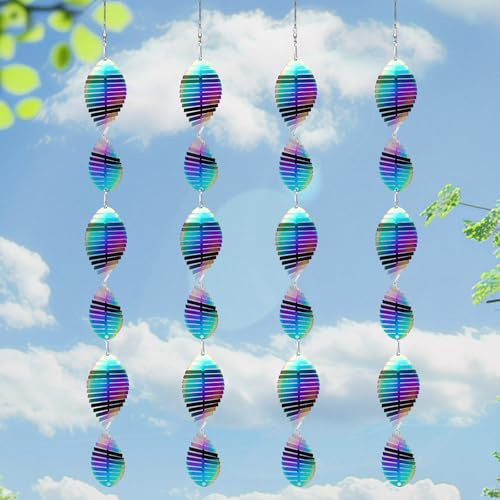 Wind Spinners Outdoor Garden Decor Gifts for Women Men, Rainbow 3D Reflective Metal Wind Spinner, Stainless Steel Hanging Ornament for Yard Outside Patio Porch