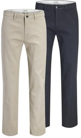 JACK & JONES Jpstollie Dylan Chino MP 2Pk, Azul Marino, 32W / 30L (Pack de 2) Hombres