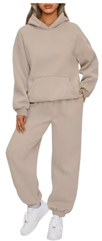 PAIDAXING Tuta da Donna Set Completo UK 2 Pezzi Co Ord Set di Abbigliamento Signore Felpa con Cappuccio e Pantaloni Sportivi Set da Ginnastica Abbigliamento Sportivo Y2k Abbigliamento Autunno Inverno