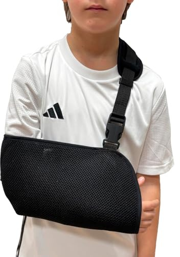 Ortones – Tutore Reggibraccio Bambini, Imbracatura Sling con Cinghie Imbottite Regolabili, Cuciture Rinforzate e Velcro Resistente – Supporto e Comfort per Immobilizzazione del Braccio, Nero (Large)