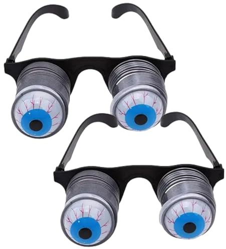 2Pcs Pop Out Eye Glasses Wobbly Eyes On Springs Pop Out Eyes Novelty Glasses Halloween Carnival Party Plastic Joke Horror Shock Pop Eyes Glasses Toy Gag Toys and Practical Jokes Novelty and Gag Toys