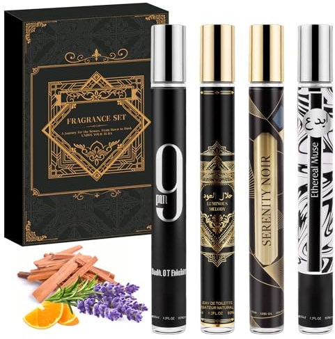 Coffret parfum homme, 4X35ml eau de toilette homme aux notes patchouli, cannelle et vanille | Sensuel et affirmé, parfum pour tous les jour, idéal cadeau homme pour anniversaire, Saint, Valentin, Noël