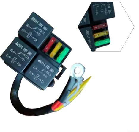 Caja de relé precableada de 24 V con soporte de fusibles de 3 posiciones para ATC para fusibles de cuchilla ATO para configuración eléctrica del vehículo