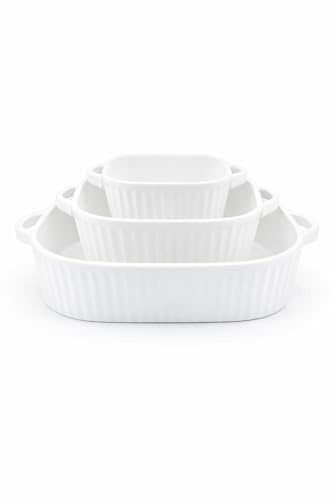 Leonardo Luxury Home Design Set 3 Pirofile Forno Porcellana con Manici Teglie Rettangolari 33/23/16 cm Ideali Lasagne Secondi Contorni Lavastoviglie e Microonde Regalo (3 Pirofile 3 Dimensioni)