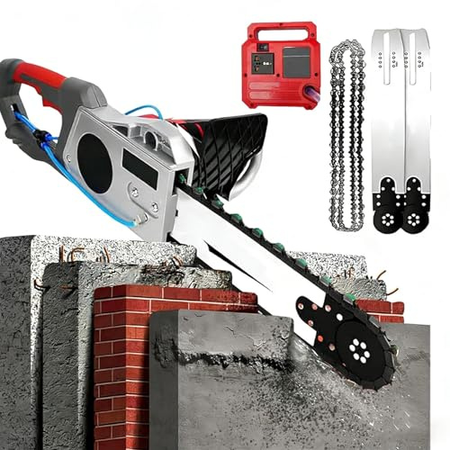 Electric Concrete Chain Saw, Chainsaw Wall Cutter 5800W/6500W High Power, 35cm/48cm Cutting Depth, Diamond Chain, Wet & Dry Dustless Cutting for Remodeling Projects Depth48cm