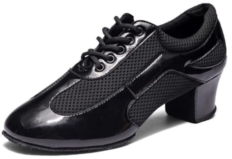 Hixingo Chaussures de Danse Grand Confort Femme Talon 4 CM, Chaussures de Danse Latine Femme Bout Fermé pour Salsa Bachata, Jazz, Latin, Standard, Rumba, Cha Cha
