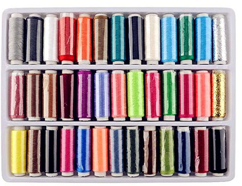 byou Hilos Coser,Hilos Acolchar 39 Monedas Coloridos Hilos de Coser de Poliéster con Película para Costura a Mano Punto de Cruz Bordado Tejido de Punto