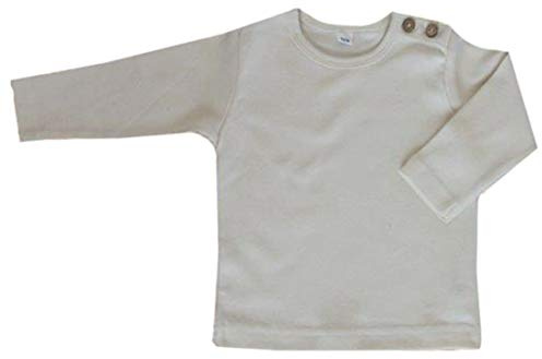 Leela Cotton Langarmshirt, Natur unisex T-shirt för barn och tonåringar, Natur, 62-68