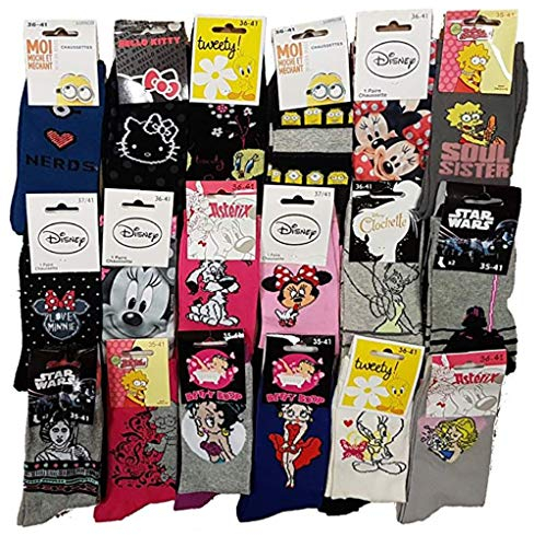 Disney Socks And Underwear – Socken Fantasy Lizenz aus Baumwolle Verkauft als Überraschungspaket – verschiedene Modelle mit Fotos je nach Verfügbarkeit – mehrfarbig Gr. One size, 10 Paar Damenohrringe