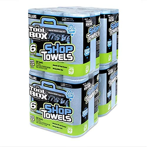 Sellars Wipers & Sorbents Blue Shop Towels, 6-Roll Pack - Quantity 4