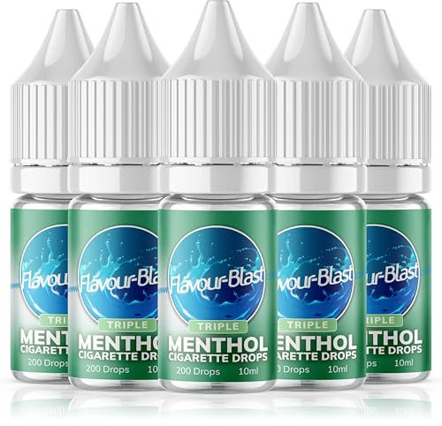 Flavour Blast Triple Menthol Drops for Cigarettes - (1000 Drops) 10ml, 5-Pack – Strong & Long-Lasting Menthol Taste for Cigarettes, Alternative to Cards & Crushballs