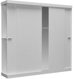 Vente-unique-Armadio 2 ante scorrevoli con specchio L.231 cm Bianco - ADALRIK