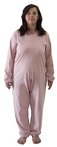 Einteilige Schlafanzüge für Frauen, Rückenverschluss, Rosa, 9078 ML PL, für Inkontinenz und Alzheimer, 1 Reißverschluss auf der Rückseite (DE/NL/SE/PL, Alphanumerisch, S, Regular, Regular)