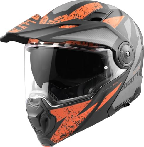 Bogotto FG-102 Safari Enduro hjälm i glasfiber, schwarz matt/grau/orange, XL