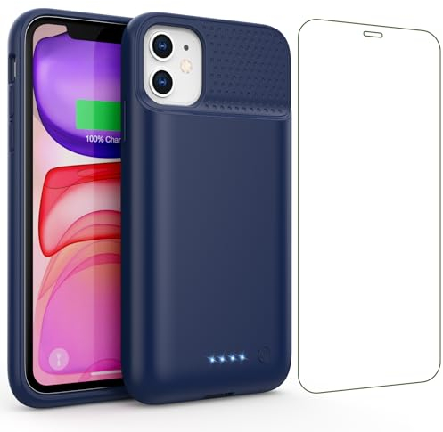 Feob Akkuhülle für iPhone 11/ XR (6,1), 7500mAh 15W Powerbank Hülle Zusatzakku Akku Case Akku Ladehülle Handyhülle Akku Battery Case Akku Hülle für iPhone 11/ XR (6,1) Charger Case-Blau