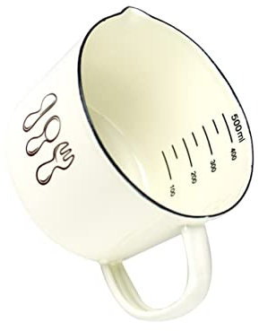 WATIIFUFU Emaille-messbecher Mit Maßangabe Und Henkel Kompakt Und Leicht Für Haushalt Und Unterwegs Geeignet Aus Lebensmittelechtem Material