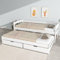 Kinderbett 90x200, Tagesbett mit Ausziehbett und 2 Schubladen, Sofabett Gästebett Schlafsofa Bett mit Lattenrost,Einzelbett/Doppelbett Jugendbett Funktionsbett Bettgestell aus Holz,ohne Matratze,Weiß