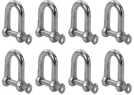 kippen 1207CX Lot de 8 manilles droites en forme de D en acier galvanisé. Dimensions : 10 mm.