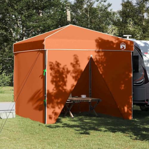 Pop-up paviljong tält orange 250 x 250 cm, robust tygtak för utomhusevenemang, trädgårdsfester, bröllop, inklusive bärväska och ram, hållbart