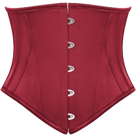 SCARLET DARKNESS Cintura corsetto da donna, stile steampunk, vintage, con lacci, stile medievale, ampia cintura, Rosso bordeaux., 46