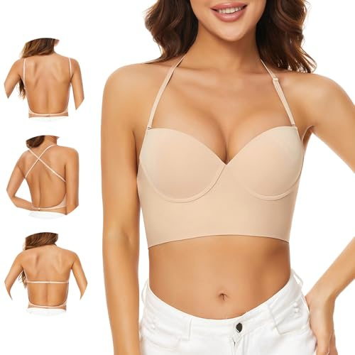 MimiChic Soutien Gorge Dos Nu-Invisible Reggiseno Schiena Bassa | À Armatures Convertible,Sans Coutures,Dos Nu et Dos Transparent,Idéal Pour Robes Dos Nu et Tops à Dos Bas