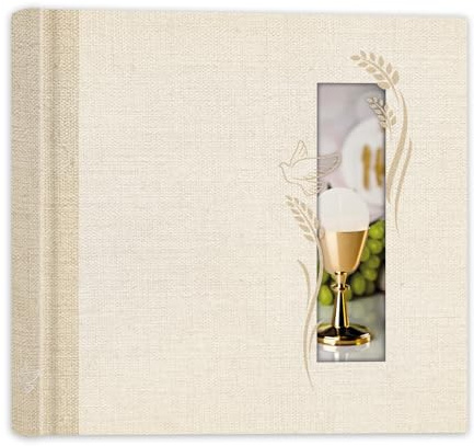 20 gratis gemenskapsfotoalbum med 20 sidor och klistra in foton | 20 sidor första nattvarden, fotoalbum för första nattvarden med 20 sidor och silkespapper (Kalice, bas och duva)