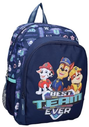 mybagstory | Bästa laget någonsin Paw Patrol ryggsäck | Barnväska med 2 fack blå | dagis och grundskola | Chase Marshall Rubble Design | Idealisk gåva och resor