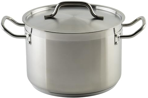 Winco Heavy-Duty Stainless Steel Stock Pot with Cover, 8 Quart