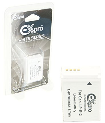 Ex-Pro® LP-E12, LPE12 Ultra White Series Replacement Battery 7.4v, 900mAh Compatible with/for Canon [See Description for Models]
