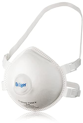 Dräger X-plore 1330 V FFP3 Lot de 5 masques respiratoires jetables anti-poussière avec valve pour particules toxiques/fumées/agents pathogènes/aérosols, taille M/L