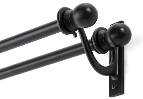 Kenney Double Bracket Window Curtain Rod Set, Black, 28 to 48-inch