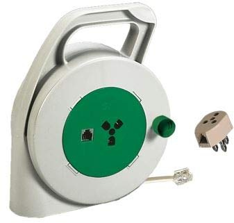 Avvolgicavo 5 m. telefono con 1 presa 3 poli e 1 presa modulare 6/2 c.