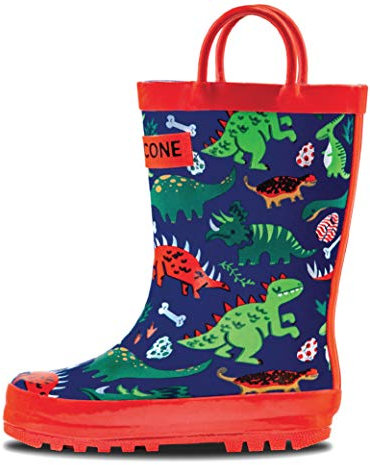 LONECONE Kids Rain Boots for Girls and Boys - Puddle-a-saurus, 10 Toddler