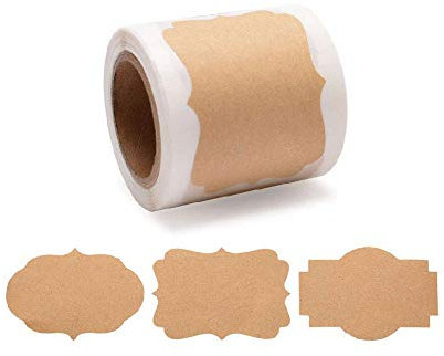 MoonyLI Kraft-etiketter, självhäftande presentklistermärken, för kök, hushåll, presentförpackning, kryddburkar, glasflaskor, scrapbooking, förvaringslådor, presentdekratio (150 st)