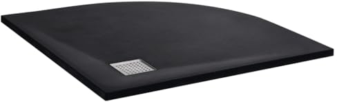 vidaXL Plato de Ducha Base Pie Receptáculo Aseo Cuarto de Baño Esquina Suelo Antideslizante Duradero Extraplano Resina SMC Negro 90x90 cm