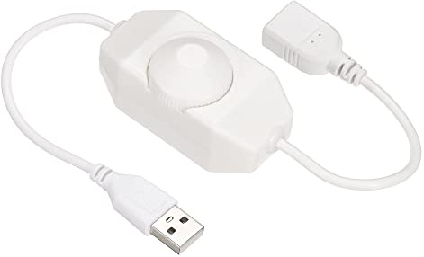 sourcing map LED-remsa dimmerbrytare 5 V DC USB-hona till hane, förlängningssladd med roterande omkopplare, styrenhet för LED-remsor, vit