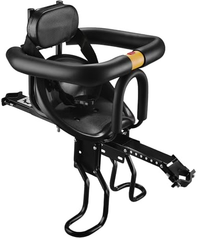 Lixada Bike Baby Seat Kids Child Carrier Front Seat Saddle Cushion with Back Rest Foot Pedals (Soft Backrest)