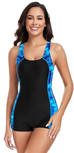BEACHKINI Dambadkläder Boyleg One Piece Baddräkt Sport Simbaddräkt Öppen rygg
