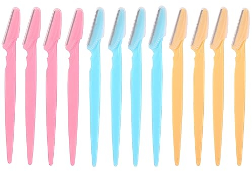 Bizzico 12 Stück Augenbrauenrasierer, Gesichtsrasierer Frauen, Eyebrow Razor, Mehrzweck Peeling Gesicht Rasiermesser, für Gesichts- und Körperaugenbrauen Damen und Herren