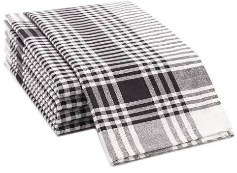 ZOLLNER 5er Set Geschirrtücher - Baumwolle in 50x70 cm - saugstarke und robuste Küchentücher - waschbar bis 60°C – in schwarz weiß kariert - Gastronomiequalität - Oeko Tex® Zertifiziert