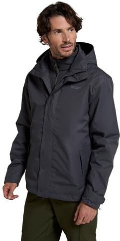 Mountain Warehouse Fell 3-in-1 Herren-Outdoor-Jacke - wasserdichte, atmungsaktive Regenjacke für Herren, Multifunktions-Outdoor Herren-Jacke, Camping-Jacke Grau Medium