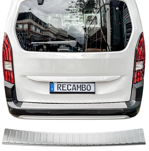 RECAMBO Protection de seuil de Chargement en Acier Inoxydable Mat brossé avec Texture Compatible avec Citroën Berlingo 3 Type K9 Année de Construction à partir de 2018 Style et Protection pour