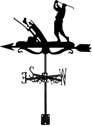 Ronyme Metal Wind Vane,Golfing Garden Weathervane Wind Direction Indicator Wind Measuring Tool for Barn,Gazebo,Golfer,Farmhouse,Shed
